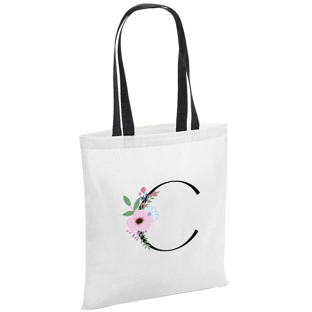 Shopping Bag Women's  Large Capacity Shopper Organizer Shoulder  Handbags Commute Tote Bag Casual Canvas Flower and Black Series