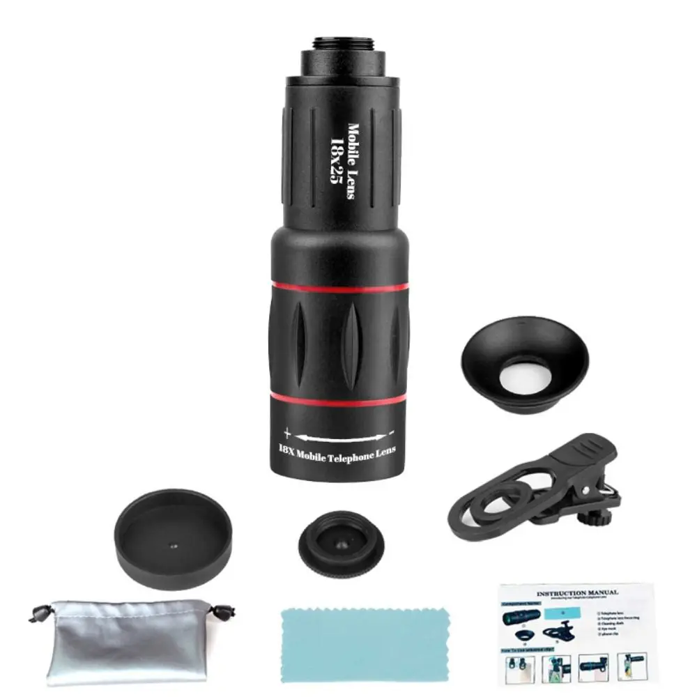 Universal HD Optical Cell Phone Lens Monocular Tripod Monocular Zoom Cell Phone Lens Telephoto Lens 18x25 Mobile Phone Lenses