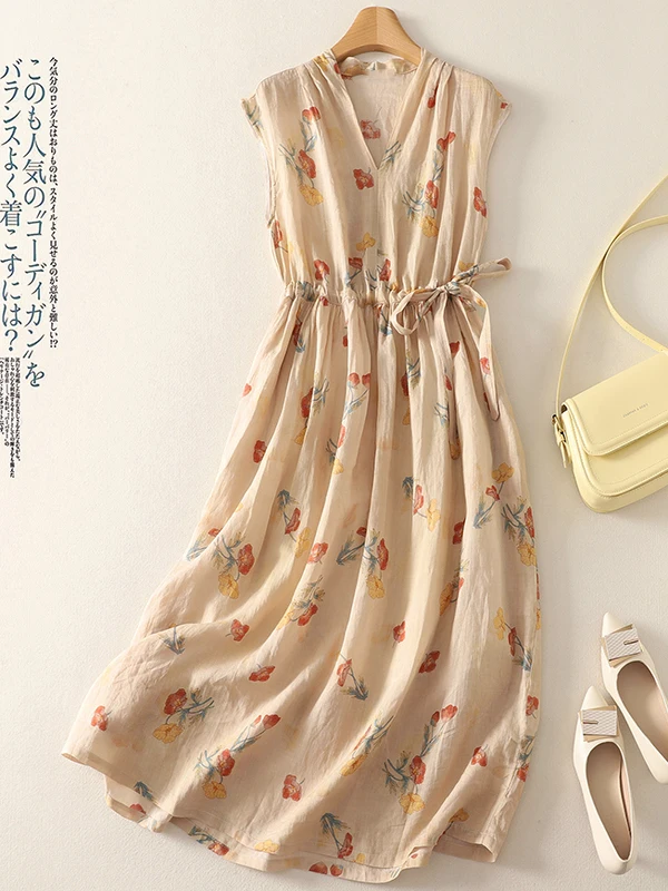 

Платье миди размера плюс, женское дизайнерское платье с художественным ретро-принтом для похудения, корейское платье трапециевидной формы с высокой талией и принтом для поездок на работу...