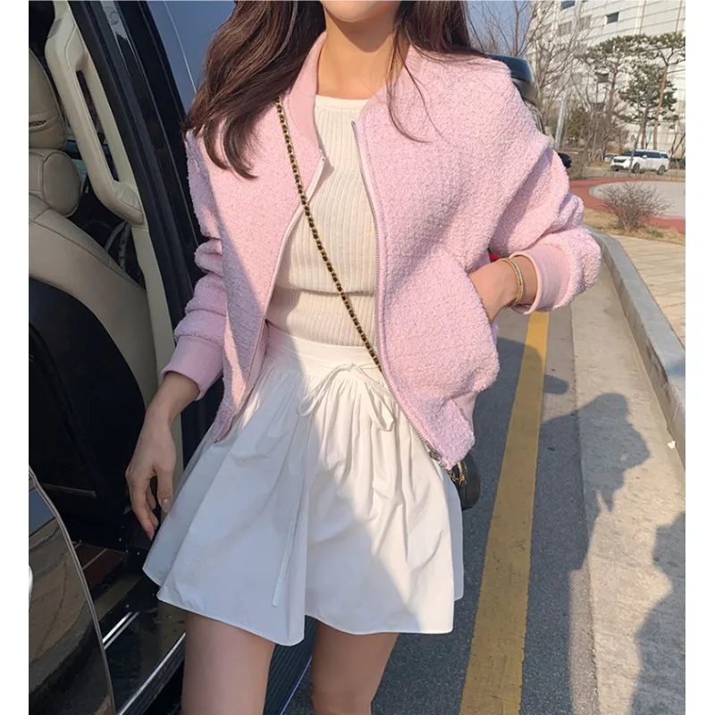 

Корейская модная женская бейсбольная куртка-свитер крупной вязки для весны, осени и зимы, повседневная верхняя одежда