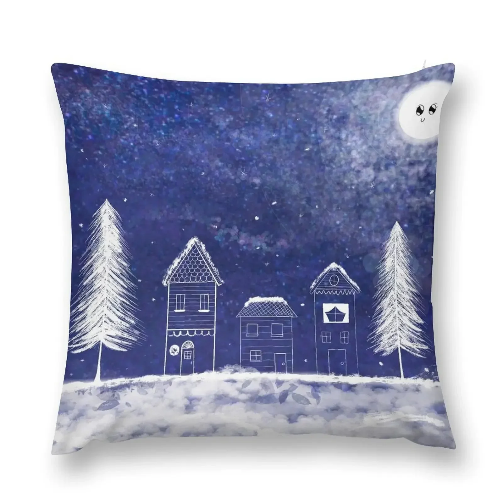 

Snowy street at night Throw Pillow Couch Cushions pillowcases for sofa cushions Pillows Aesthetic Cushions pillow