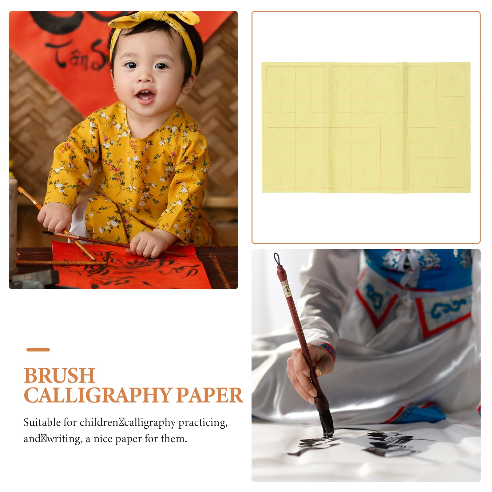 

50Pcs Rice Paper Chinese Calligraphy Writing Papers for Kids Adults Practice Smooth Ink Absorption Student Handwriting