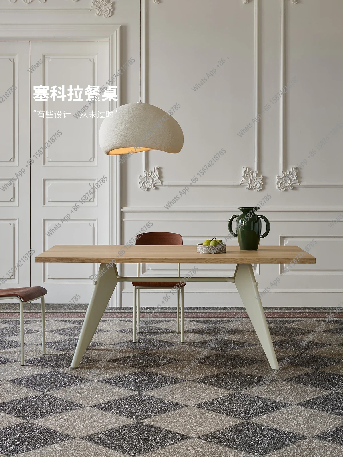 

MX Modern Simple Retro Style Living Room Home Solid Wood Rectangular Designer Dining Table