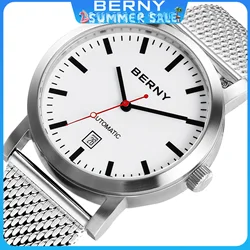 BERNY Swiss Trackway Men Wristwatch Mechanical Watch For Men Automatic Watches Original Luxury Brand Male Clock 5ATM Waterproof