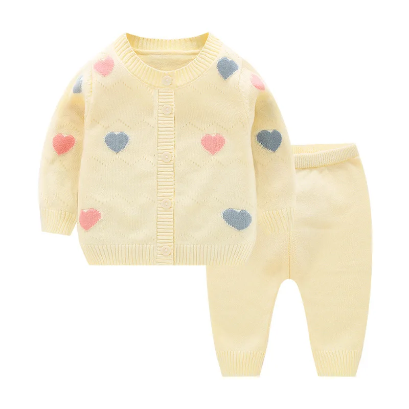 Newborn Baby Sweater Sets 2pcs Long Sleeve Knitted Cardigan+Pants Knitting Suit New Autumn Winter Baby Boys Girls Clothes Set