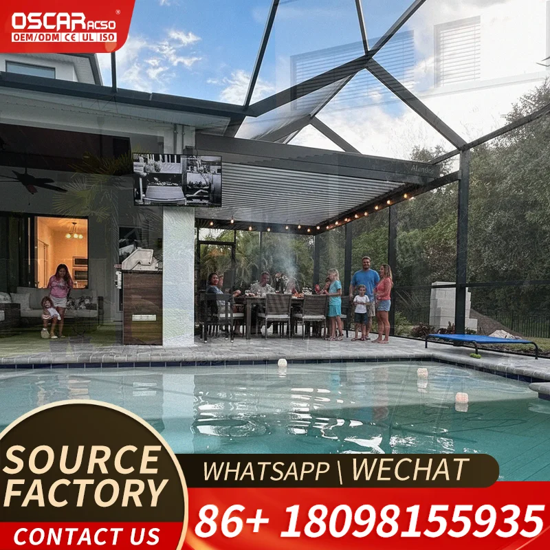 Outdoor Aluminum Extendable Slat Top Rectangular Patio Garden Dining Table pergola