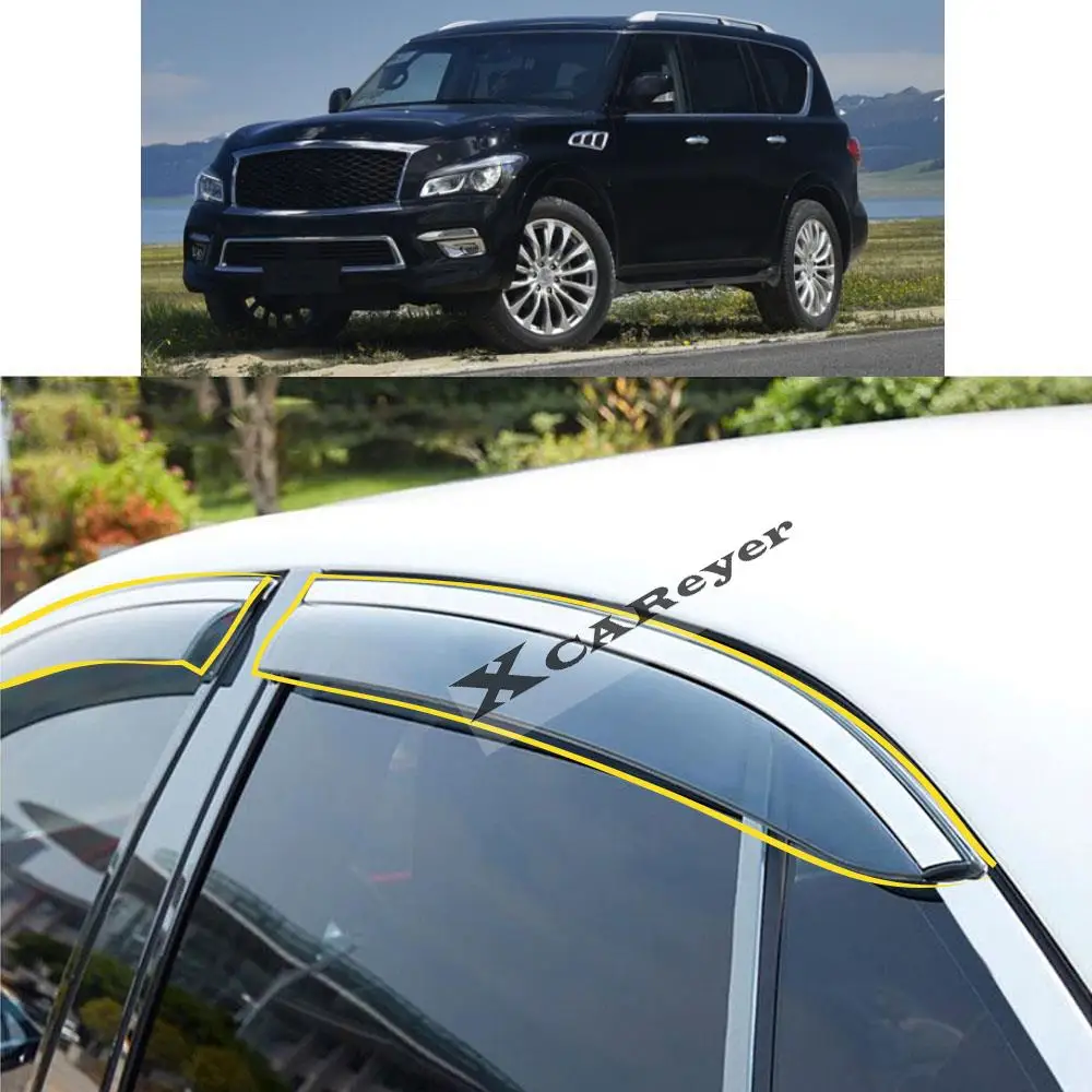 

For INFINITI QX80 2015 2016 2017 2018 2019 2020 2021 Car Sticker Plastic Window Glass Wind Visor Rain/Sun Guard Vent Parts