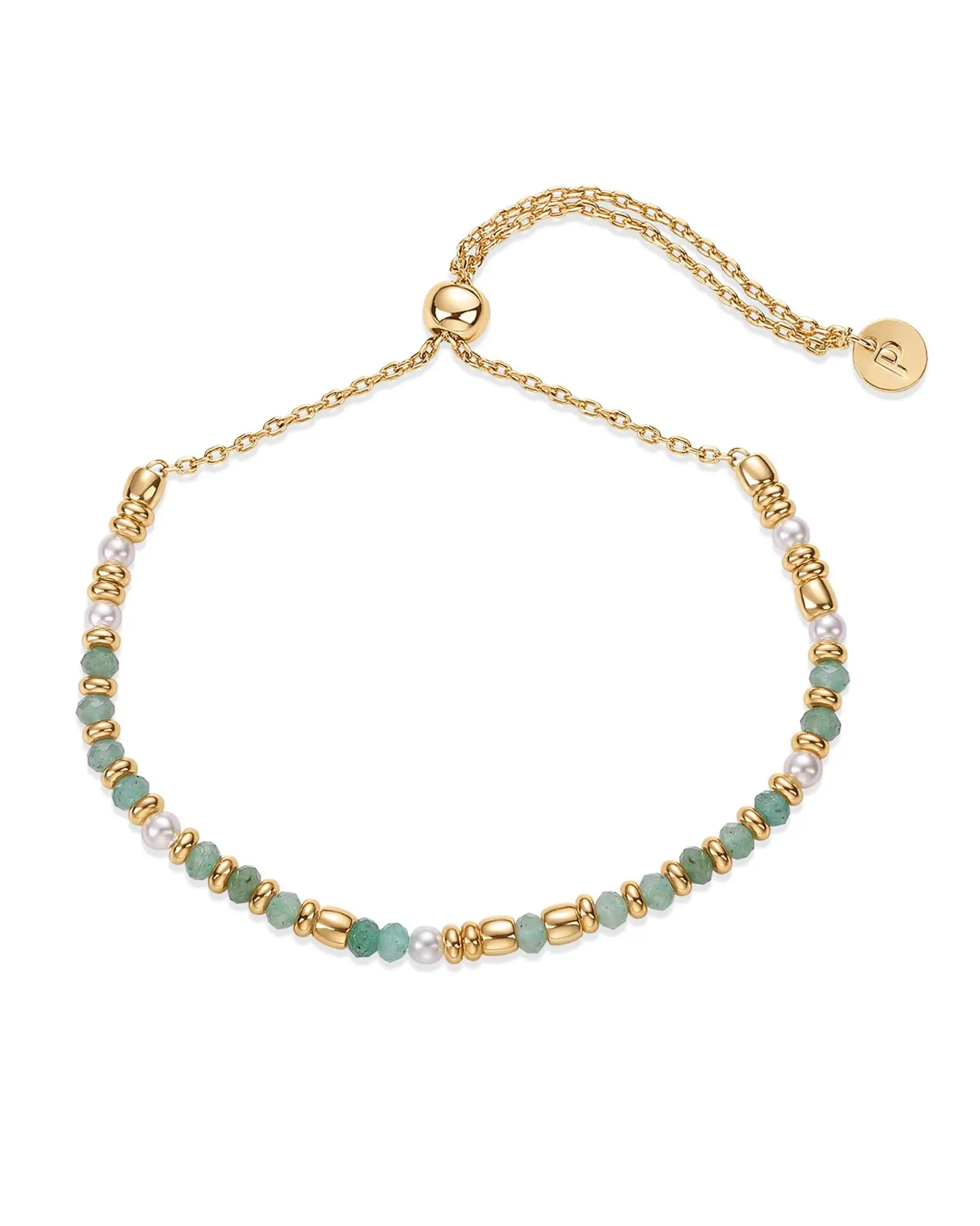 

14K Gold Plated Beaded Gemstones Bracelet for Women Power Brooks Aventurine Bracelet for Good Luck Fashion Accessory