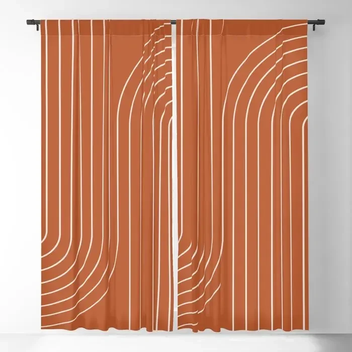 Minimal Line Curvature IX Blackout Curtains 3D Print Window Curtains For Bedroom Living Room Decor Window Treatments