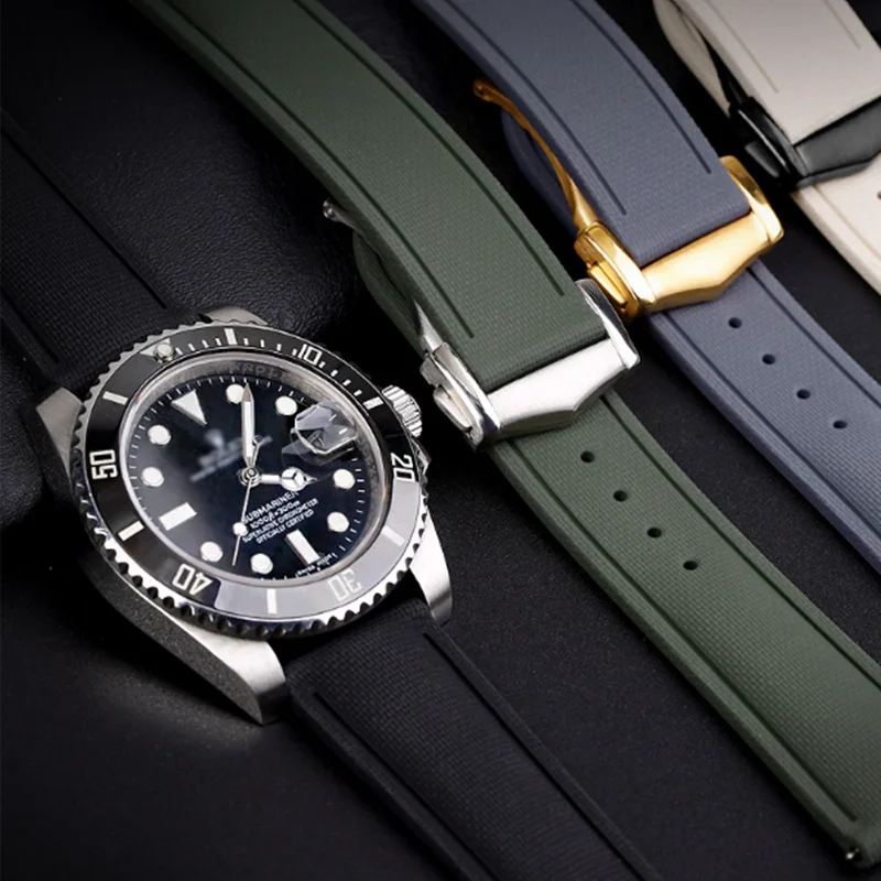 FKM Fluorkautschuk-Armband 18mm 20mm 21mm 22mm 24mm Schnellverschluss Universelles Uhrenarmband für Omega/Breitling/Longines/Tissot/Rolex