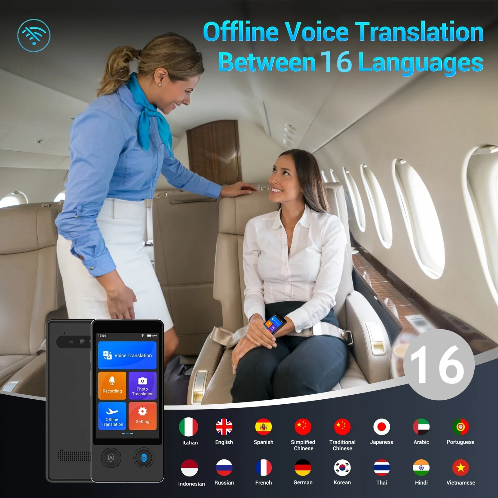 Wooask W12 Smart Translator นักแปลเสียงแบบเรียลไทม์อุปกรณ์แปลภาษาทันทีสองทางสําหรับธุรกิจท่องเที่ยว