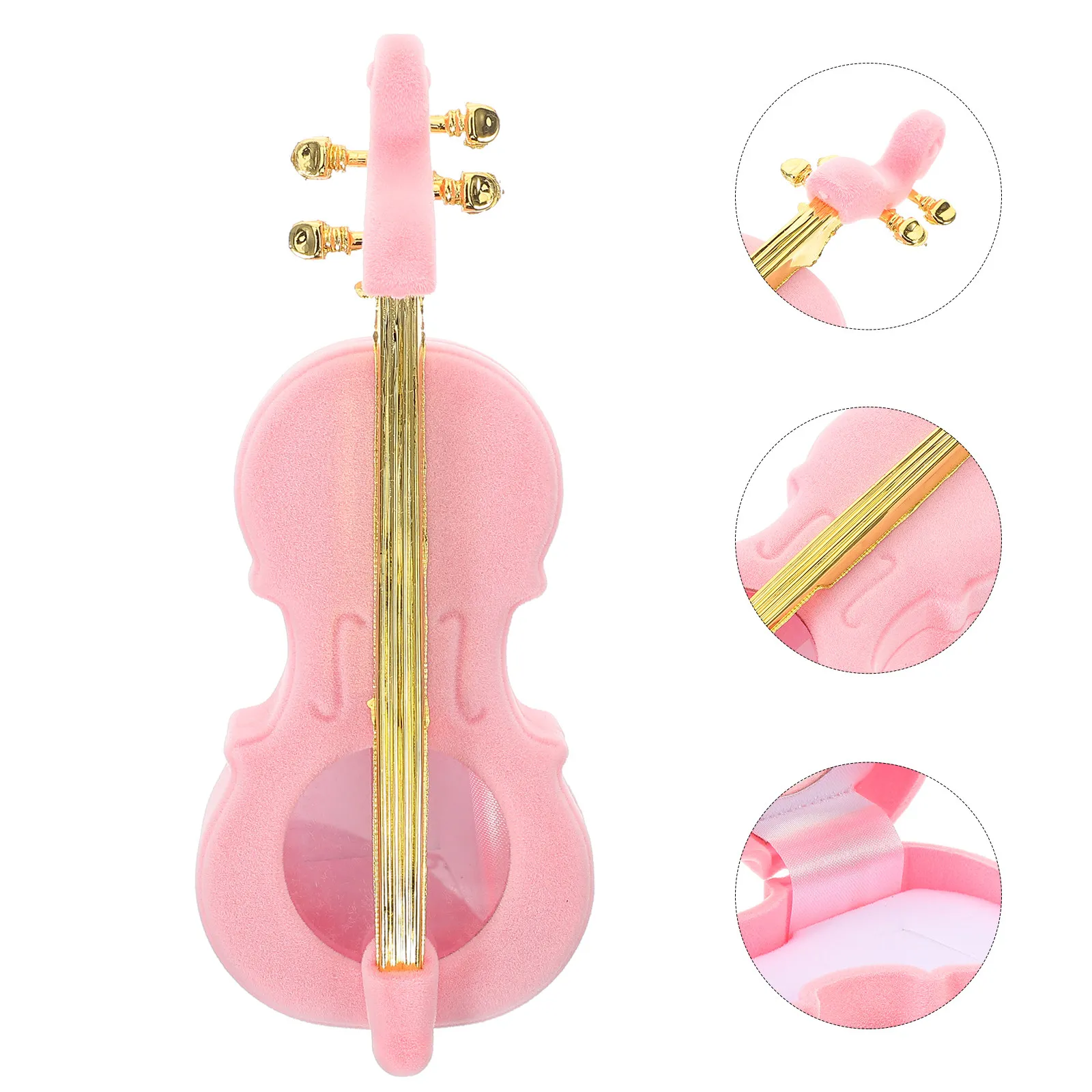 Violin Shaped Jewelry Box Compact Functional Design for Rings Necklaces Earrings Bracelets with Soft Lining Jewelry Organizer
