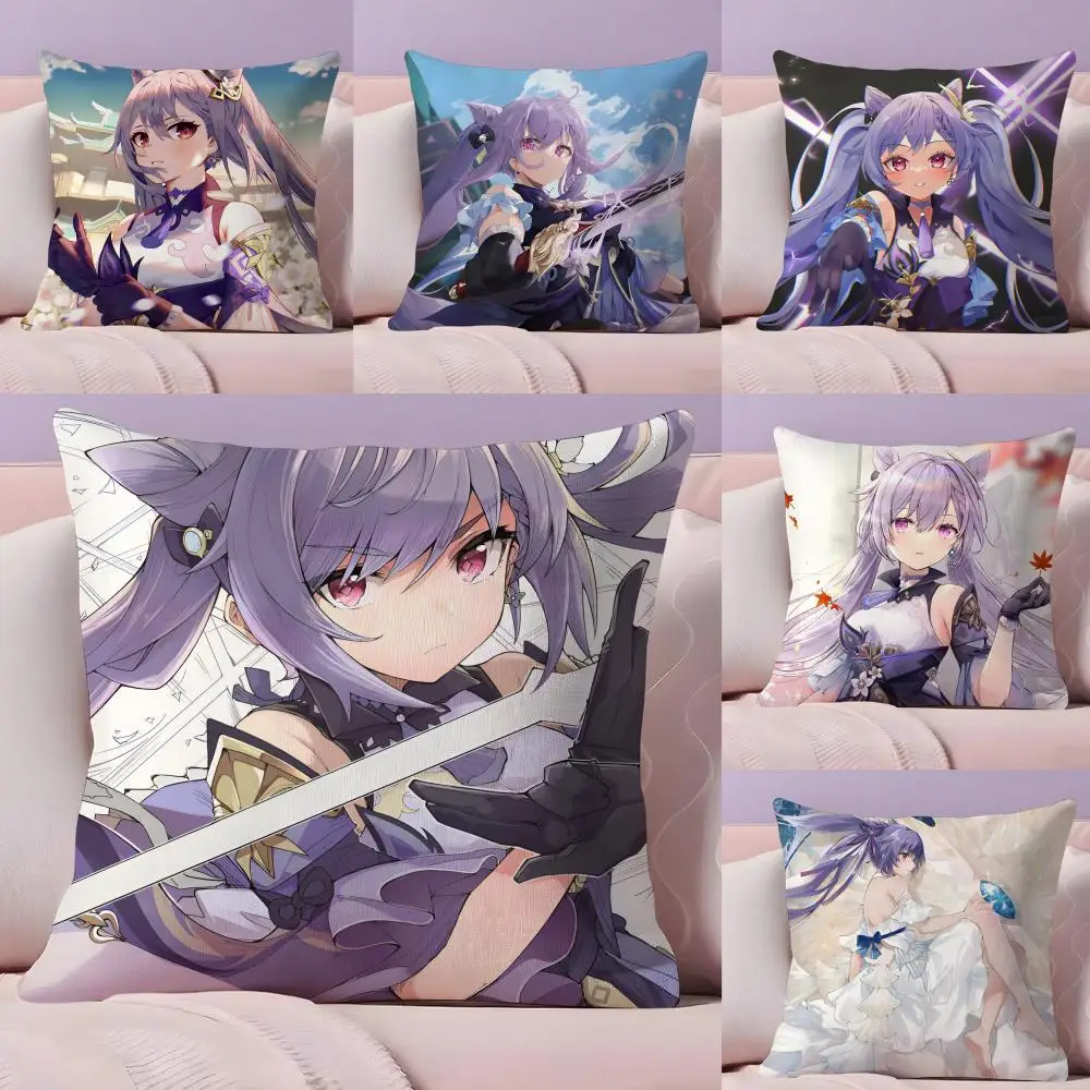 Mona G-Genshin I-Impact Pillow Case Plush Fabric Soft Double-Sided Printed Sofa Warm Winter Home Gift Cushion Cover