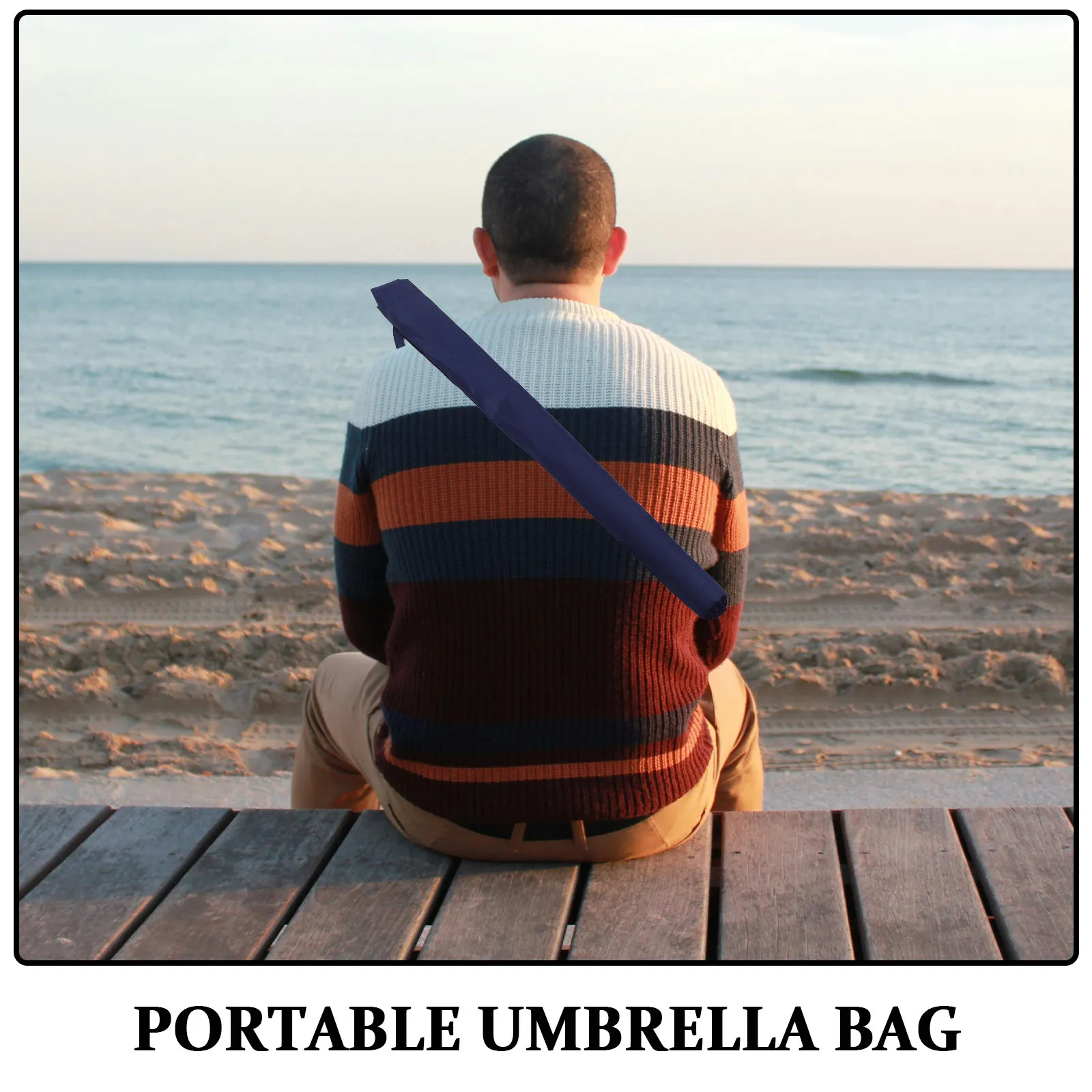 Immagine 6: Borsa Portatile Impermeabile per Ombrello Blu, Custodia da Viaggio con Tracolla Regolabile, Custodia Protettiva per Ombrello Bagnato