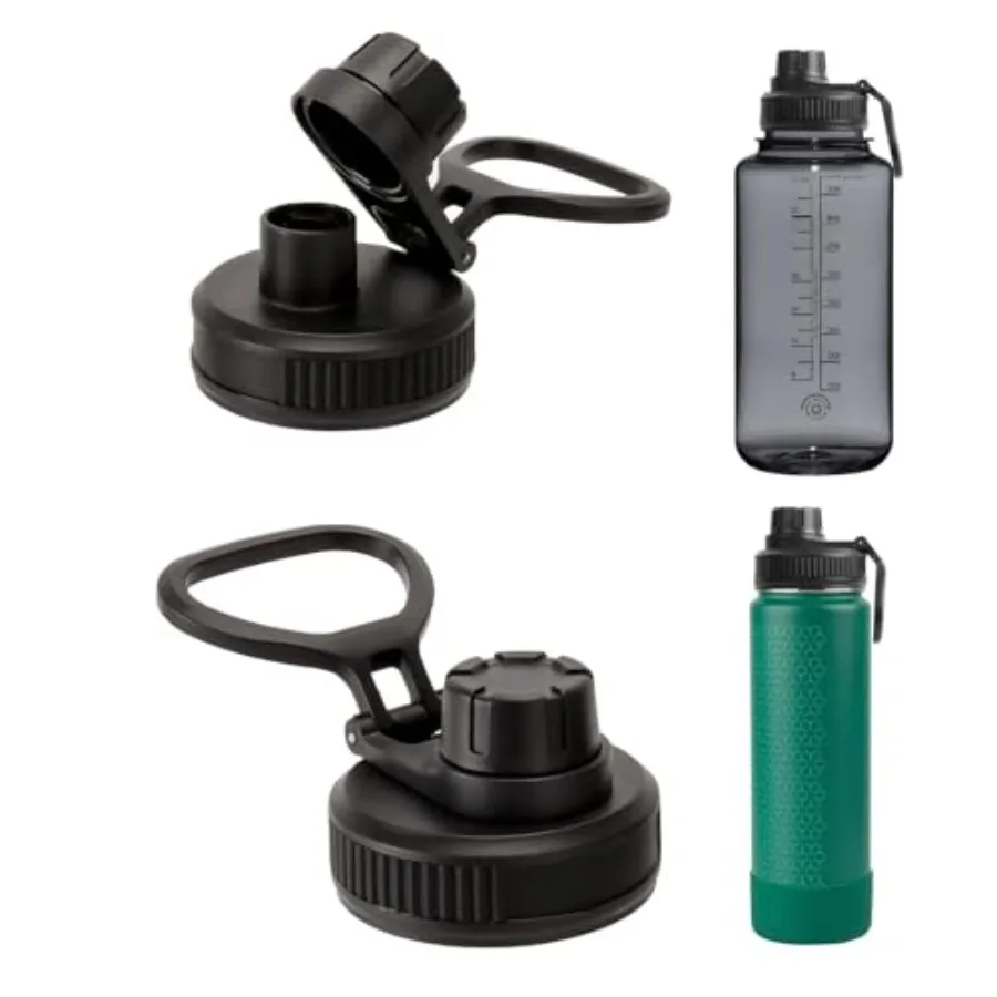 

2Pack Lids Replacement for water bottles Leak Proof lid Fits 16 18 24 32 40 64oz BPA Free Handle Easy to Carry.