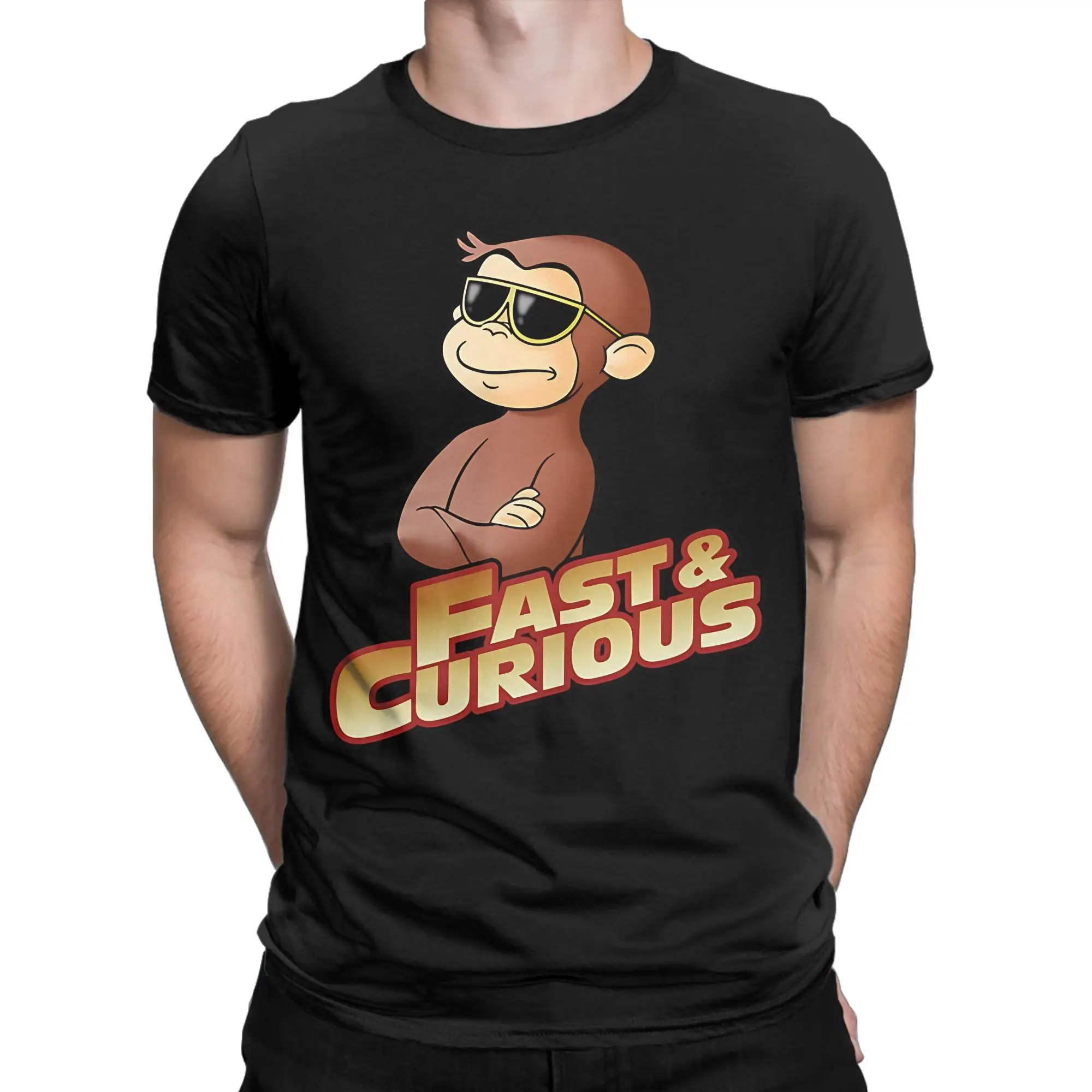 Oversized T Shirt Summer Curious George Leisure T-Shirts  Cotton Tee Shirt for Men Aesthetic Pattern Short Sleeve Tops