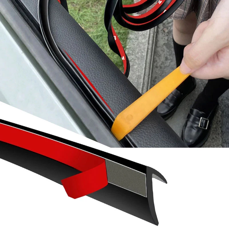 Car Window Seal Strip Noise Insulation Auto Seal V-Shaped Rubber Filler Sealing Strips Self Adhesive Draft Weatherstrip 4 Meters