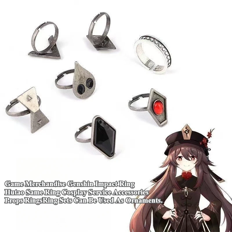 Game Merchandise Genshin Impact Ring Hutao Same Ring Cosplay Service Accessories Props Rings Ring Sets Can Be Used As Ornaments.