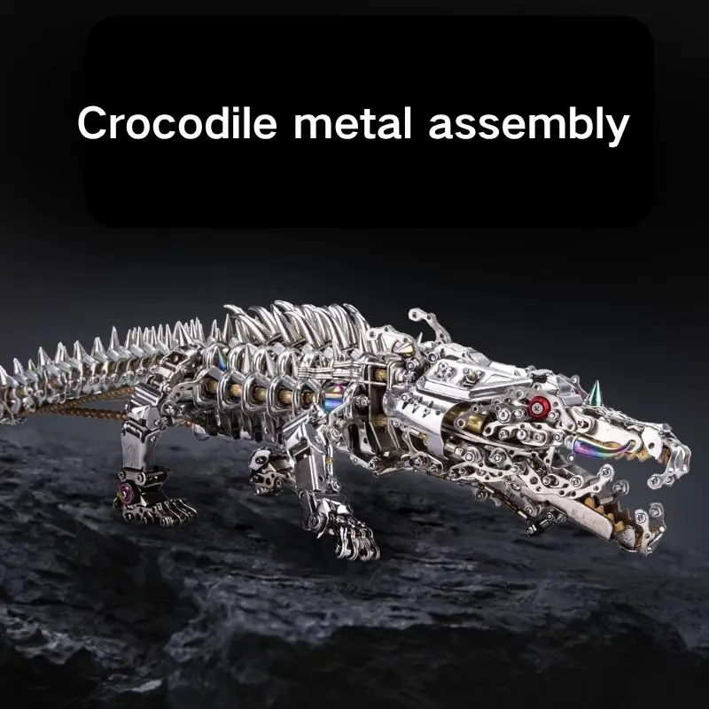 

Crocodile mechanical metal assembly model ornament handmade 3d three-dimensional metal puzzle building block toy gift