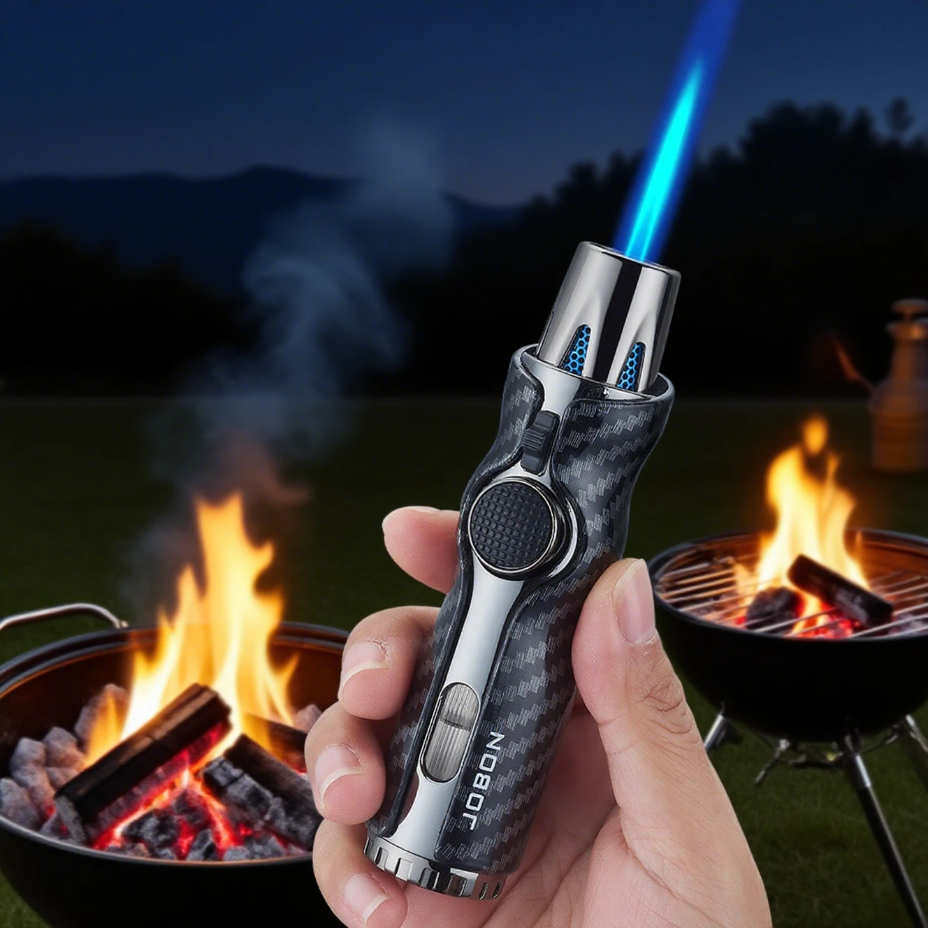 

JOBON Direct-flush Blue Flame Inflatable Spray Gun Powerful Cigar Lighter Portable Outdoor BBQ Igniter New Men's Gift Wholesale