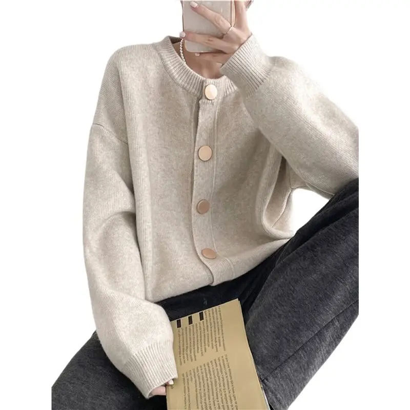 

ABDJ-Womens Cardigan Sweaters Casual Light-Weight Long Sleeve Button Up Crewneck Oversized Fall Outwear