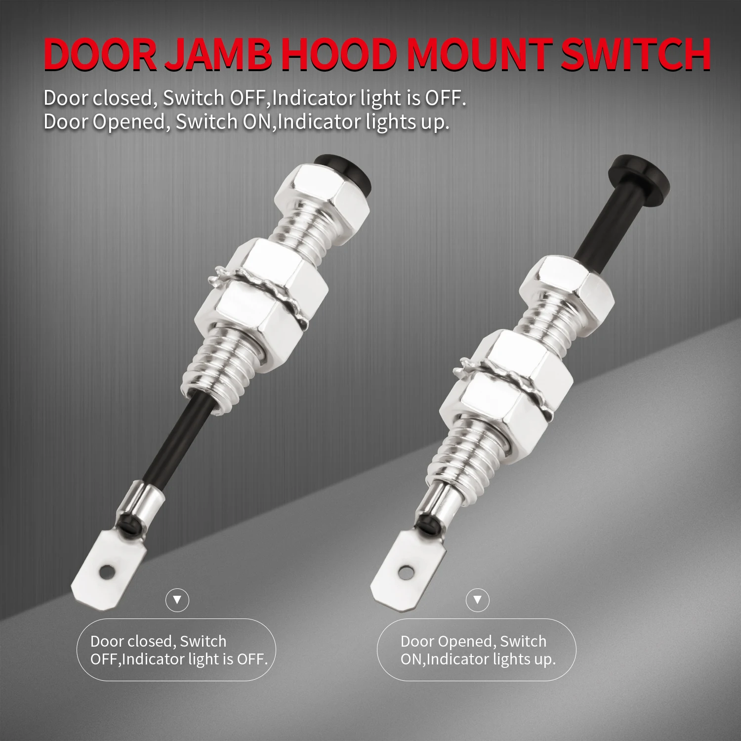 DaierTek 5PCS Door Pin Switch Car Hood Jamb Auto Alarm Security Adjustable Momentary ON Off 12VDC 20A for Automotive Trunk
