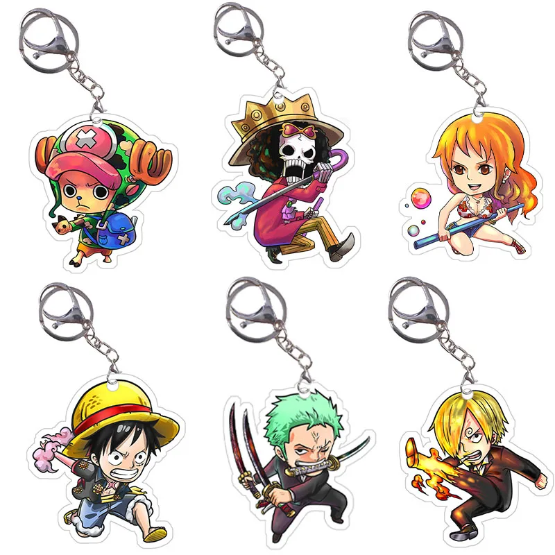 Anime Figure One Piece Sanji Nika Monkey D. Luffy Roronoa Zoro Yamato Eustass Kid Kaidou Law King Acrylic Keychain Bag Pendant