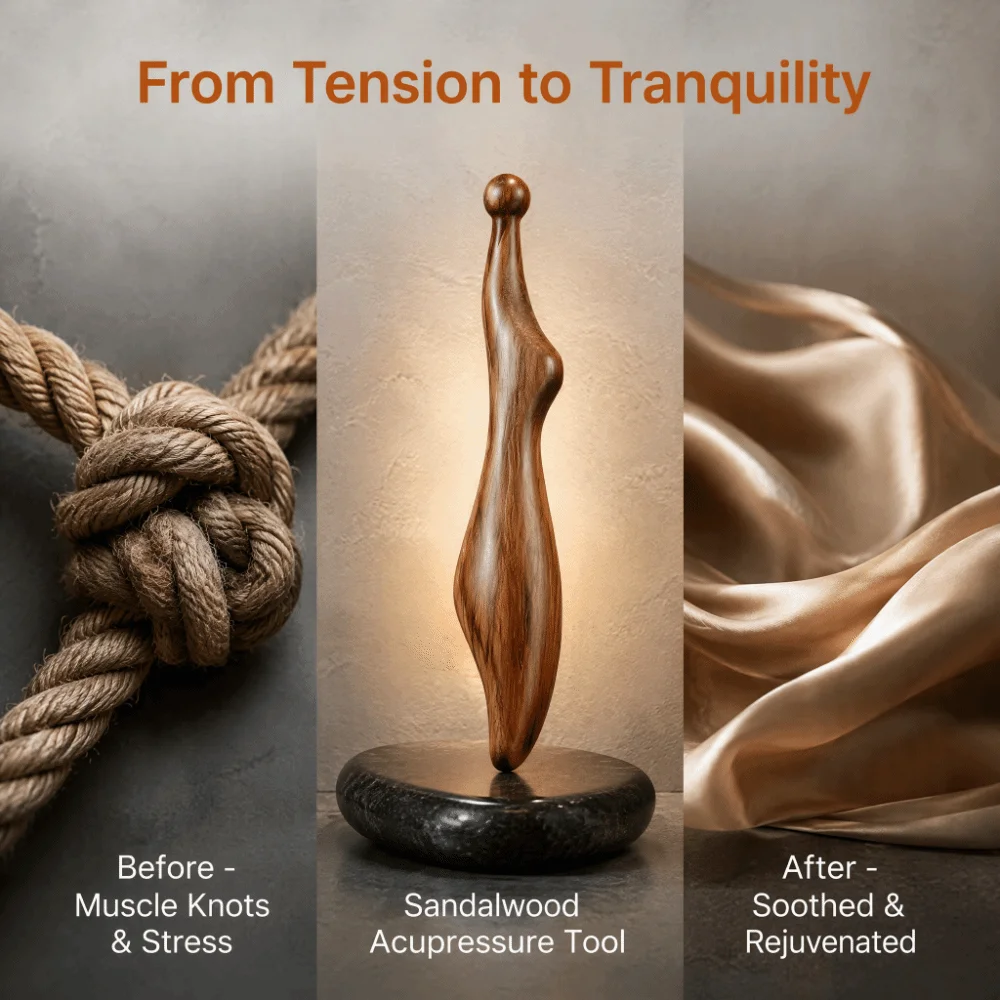 Natural Sandalwood Acupressure Stick Meridian Scraping Wooden Gua Sha Tools Full Body Muscle Relaxation Foot Massage Stick