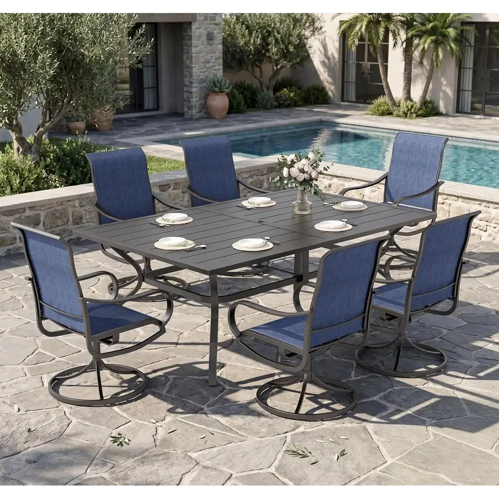 

Outdoor Dining Set Patio Dining Set or 6 Outdoor Table and Chairs 7 Pieces Outdoor Patio Set with Swivel Patio Chairs 60"x 38" M