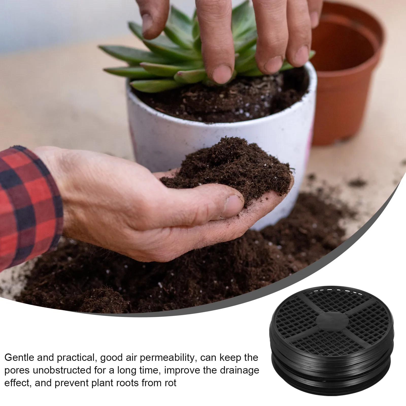 

20 Pcs Plastic Flower Pot Gasket Plant Pots with Drainage Holes Mesh Pads for Bottom Mat Grid Potted Plants Bonsai Planter