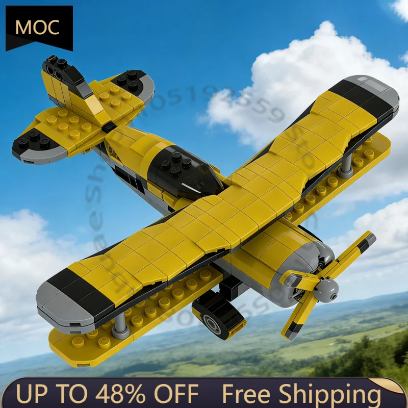 

630 PCS War series Pitts Special S2B Yellow Silver Black MOC Customize Modular Building Block Design DIY Boy Toy Birthday Gift