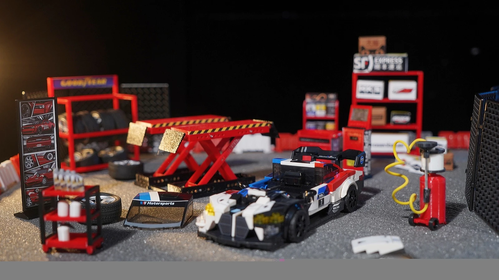 Diorama 1/18 Zestaw Modelarski Warsztat Samochodowy Garaż Rekwizyt Scena Akcesoria US