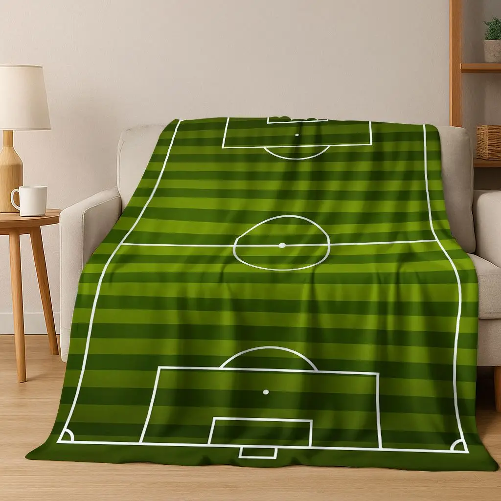 

Green Black Football Field Stadium Art Flannel Blanket,Cozy Soft Throw Blanket for Home Bedroom Bed Sofa Picnic Cover Kids Gift