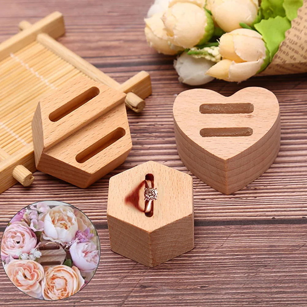 

Heart Shaped Ring Display St Unfinished Wood Crafts Jewelry ganizer Beech Holder Double Slot Storage Rack Wedding B Showcase
