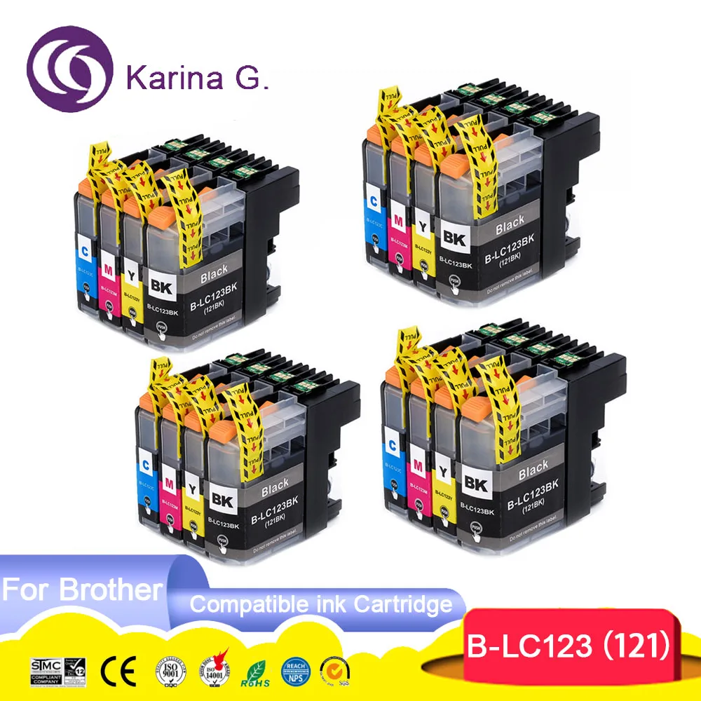 para Cartucho de Tinta Irmão Lc123 Lc121 Terno para Dcp-j4110dw J132w J152w J552dw J752dw J172w Mfc-j4410dw J4510dw J870dw J245 16x
