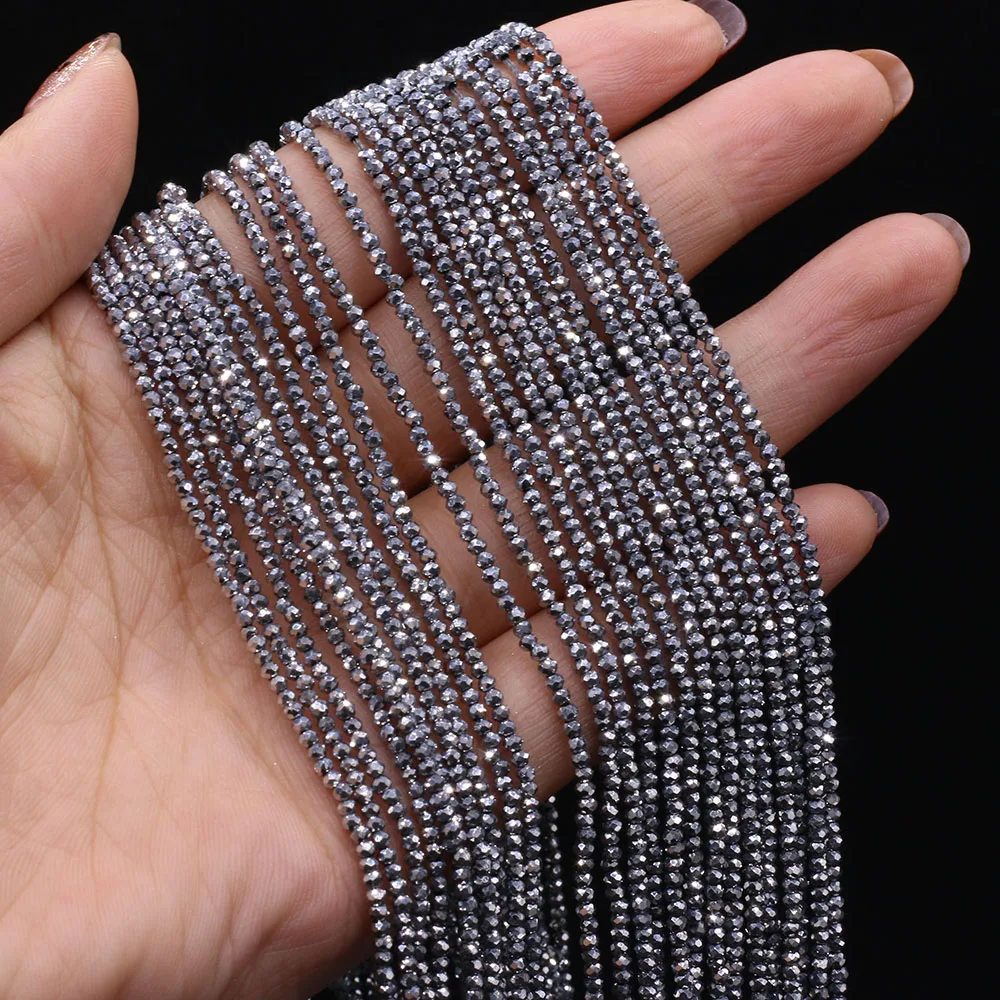 5 Strands Natural Stone Beads Plating Color Faceted Crystal Stione Spacer Loose Beads Bracelet DIY Jewelry Making Necklace 2/3mm