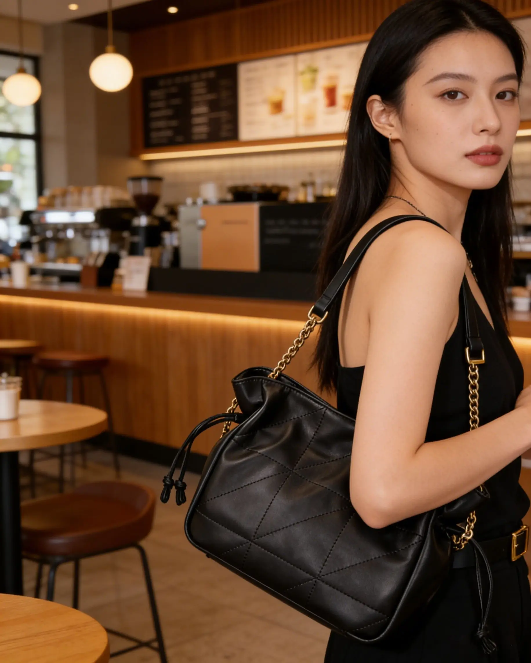 

Luxury Women's Chain Bag with Diamond-Patterned Genuine Leather Casual Ladies Shoulder Crossbody Bag
