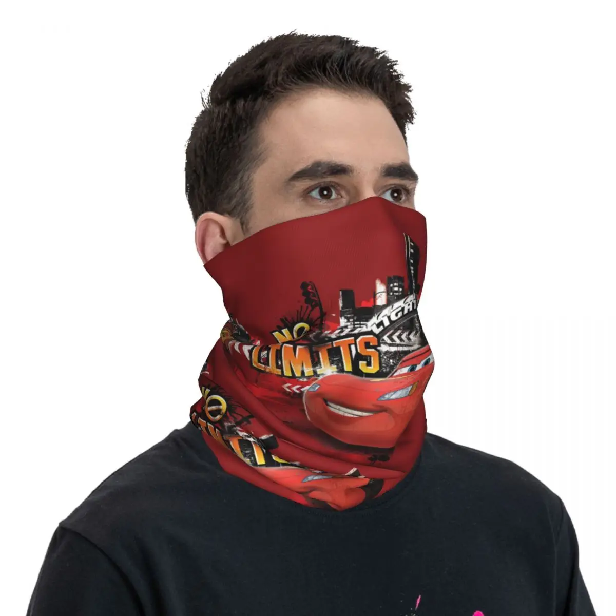 Iluminación personalizada McQueen Bandana calentador de cuello mujeres hombres invierno senderismo esquí bufanda polaina coches cara cubierta