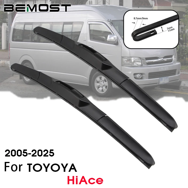 BEMOST limpiaparabrisas de coche de goma Natural para TOYOTA HiAce (200 Series) Van BUS VAN 2005-2025 accesorios para parabrisas delantero de coches