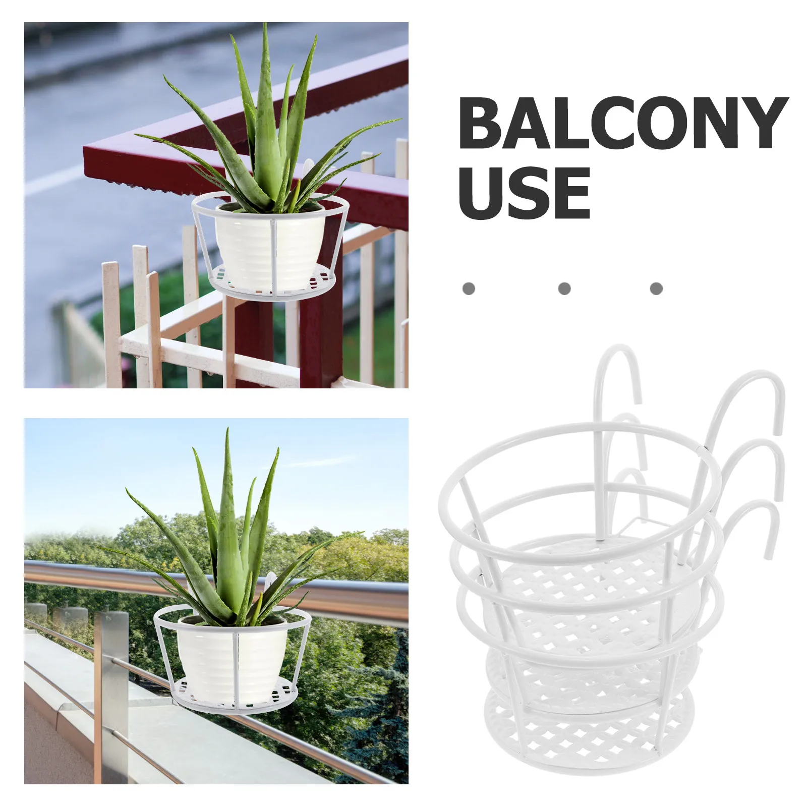 

3 Pcs Balcony Hanging Flower Rack Fence Flowerpot Bracket Deck Railing Rail Planters Outdoor Shelf Plant Decor Accessories