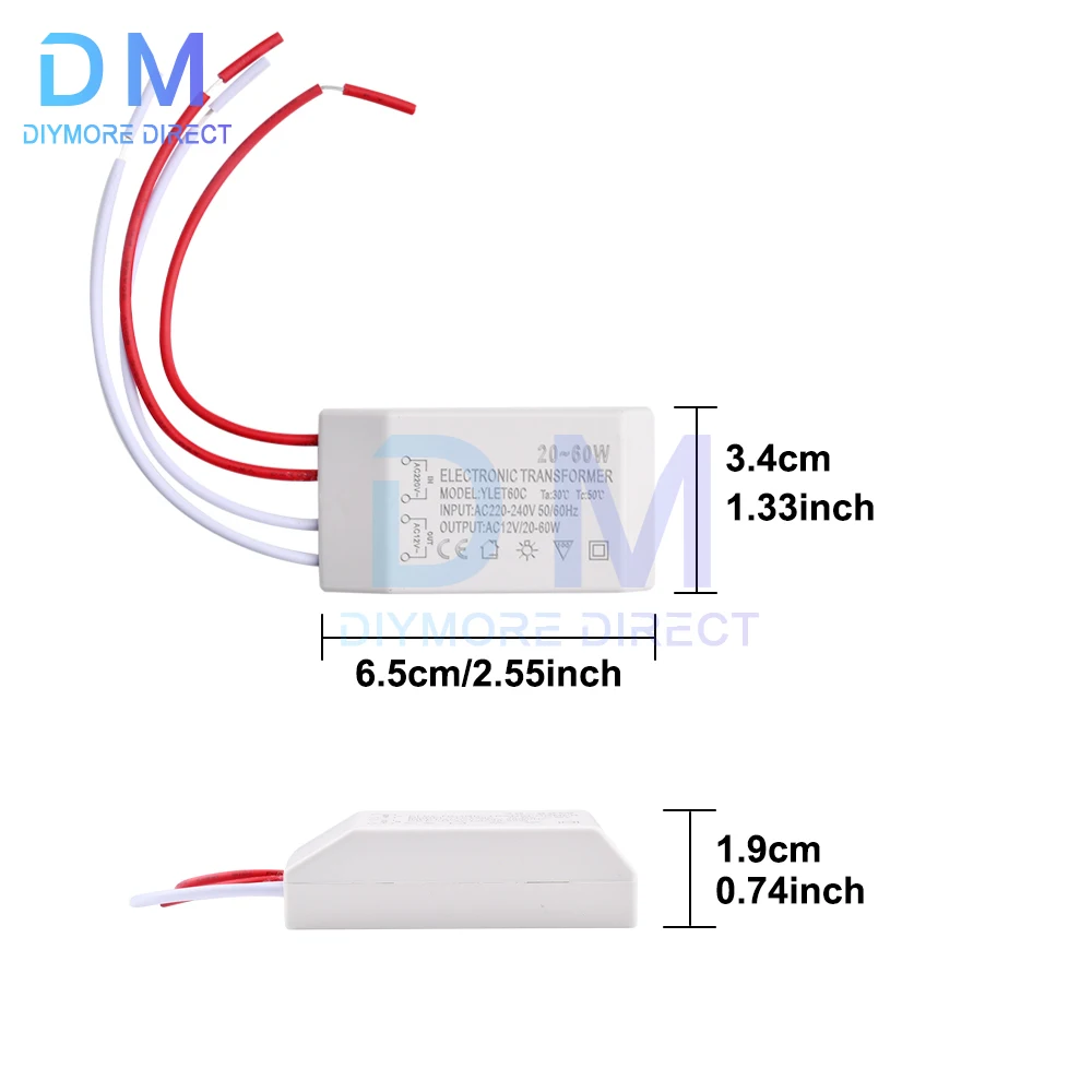 New 20-60W 220V to 12V Halogen LED Lamp Electronic Transformer Spotlight Adapter