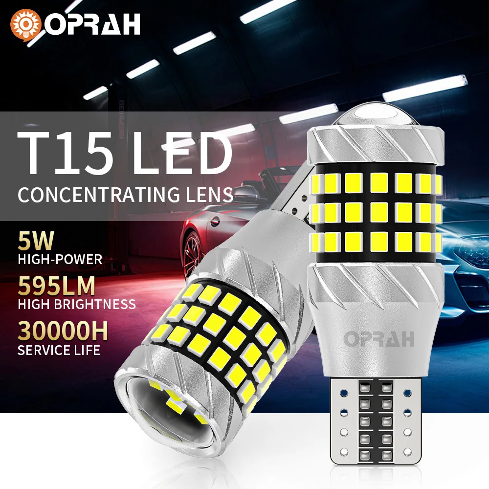 NEW 2PCS W16W T15 LED T16 Bulb Canbus Error Free Backup Reverse Led 921 912 LED Bulbs Car Lights Brake Lamp Stop Light White 12V