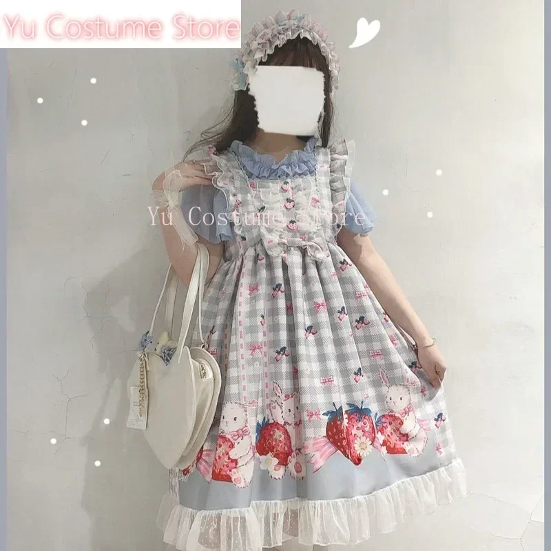 

Yu Costume Japanese Lolita Dress Girls Strawberry Bunny Jsk Dresses Women Harajuku Sleeveless Cute 2025 Cosplay Vestido
