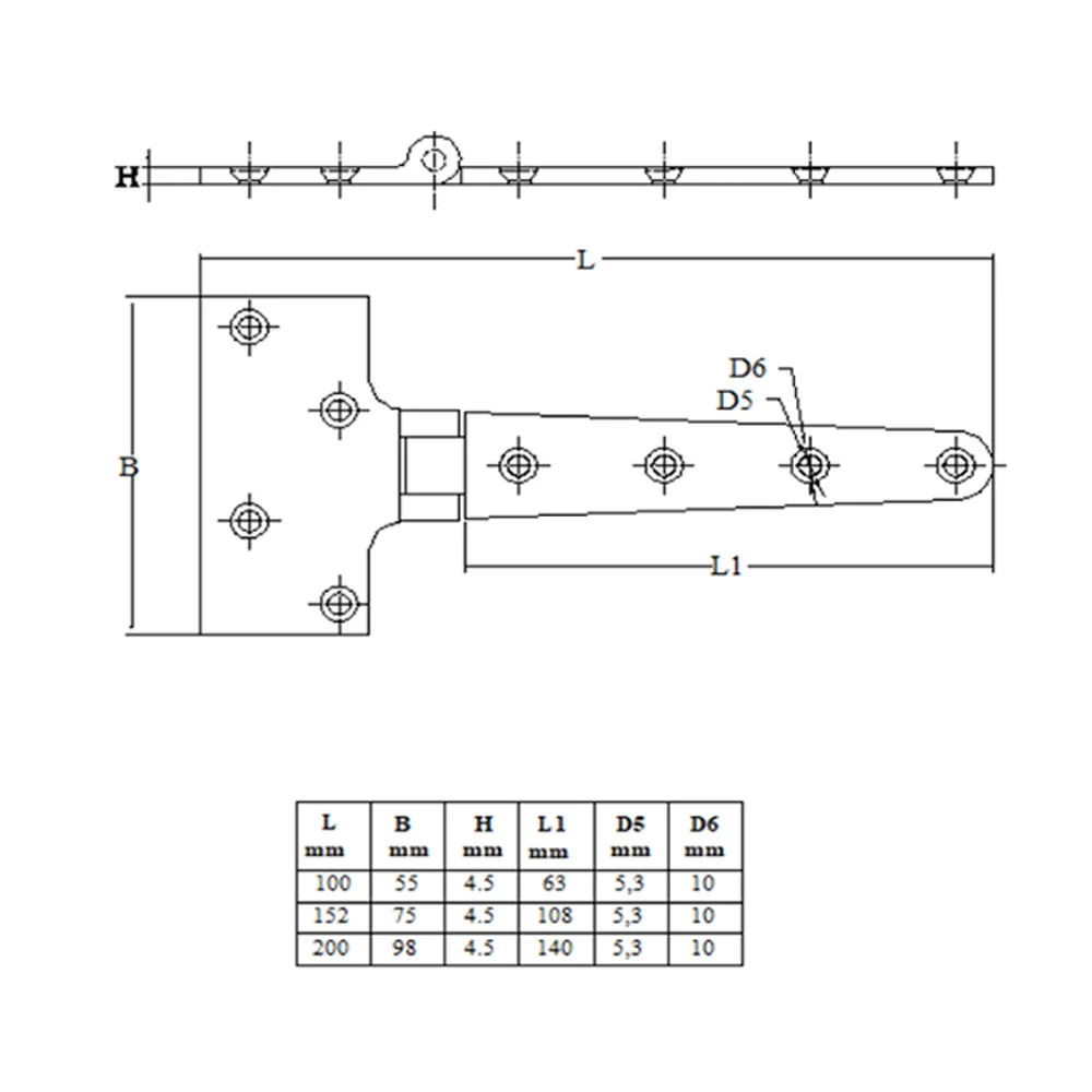 1Pc T Shape Ship Hinge 316 Stainless Steel Shed Hinge Corrosion Resistance Antioxygen Gate Strap Hinge for Hanging Cabinet Door