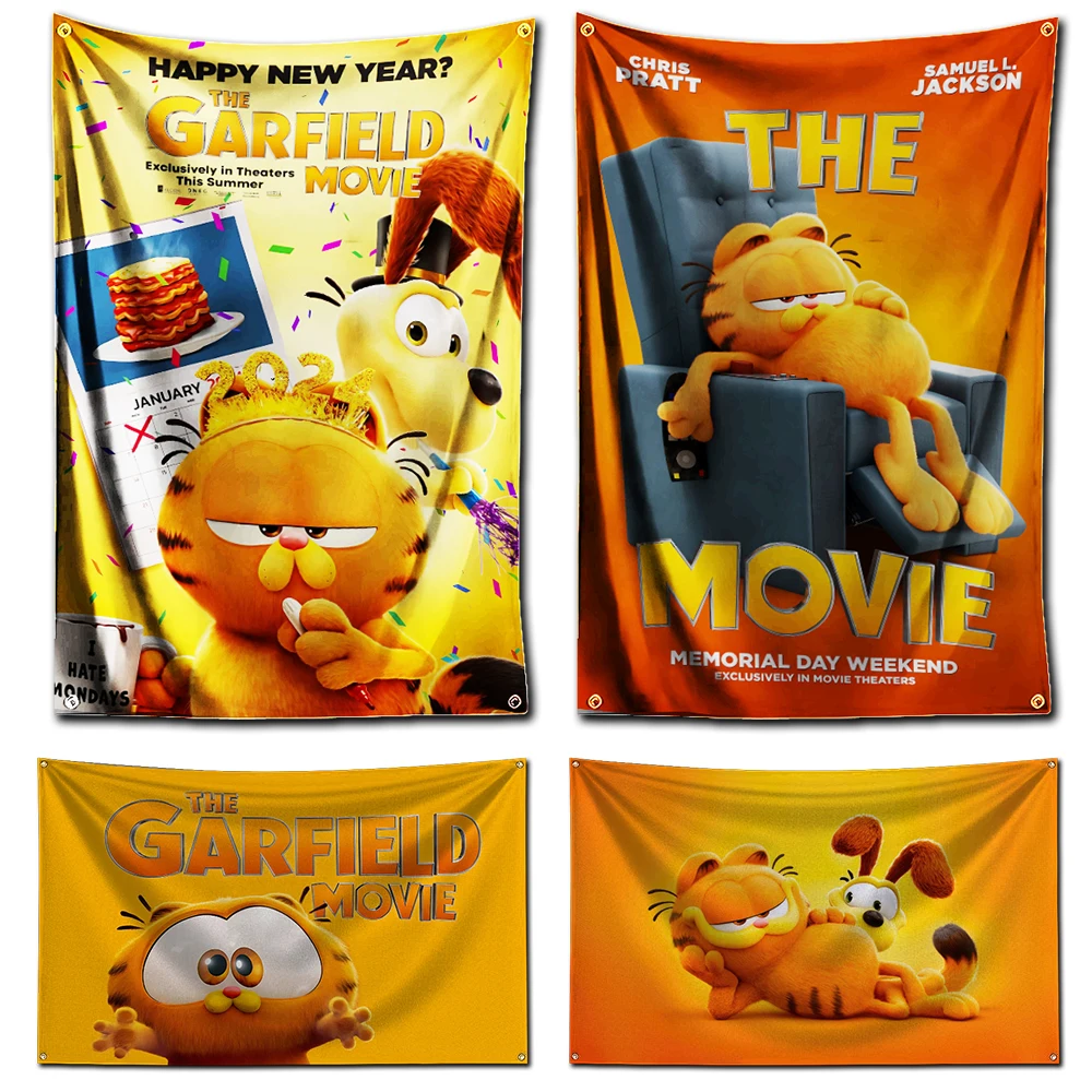 

2024 New Animation Movie G-Garfield Flag Polyester Digital Printing Banner For Wall Art Out Door Decoration With Brass Grommets