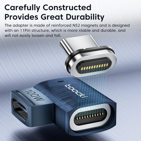 Toocki Магнитный USB-C Адаптер 100W с LED-дисплеем и OTG для Xiaomi, Huawei, Oneplus — фото устройства