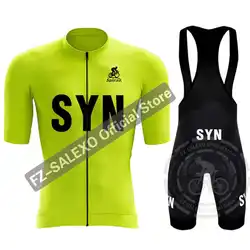 SYN Cycling Jersey Set Short Sleeve Racing Shirt Bicycle Clothing Men Summer Breathable MTB Maillot Ciclismo Bike Bib Shorts Set