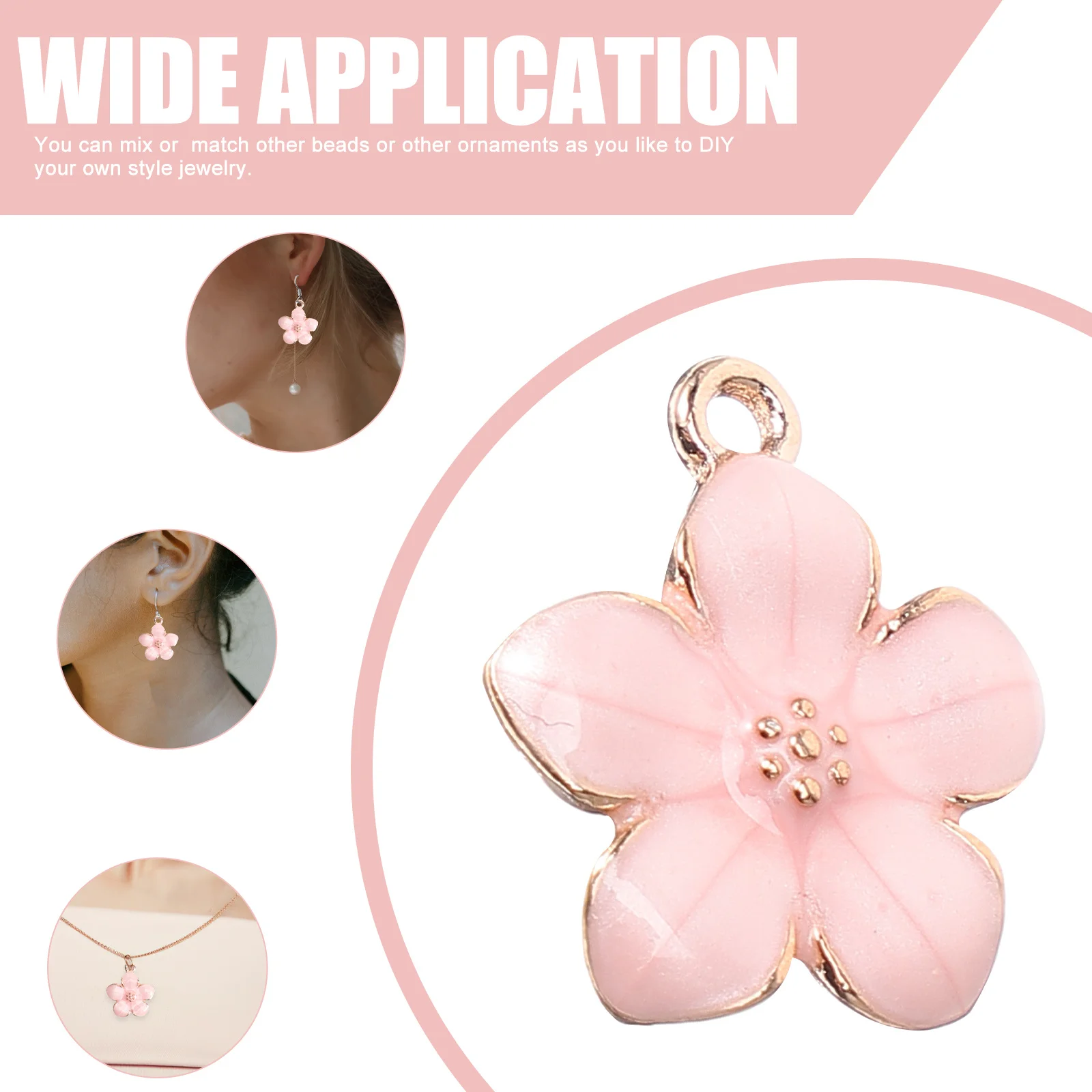 

50Pcs Cherry Blossom Alloy Flower Charms DIY Jewelry Pendants Decorative Accessories for Necklace Bracelet Crafts