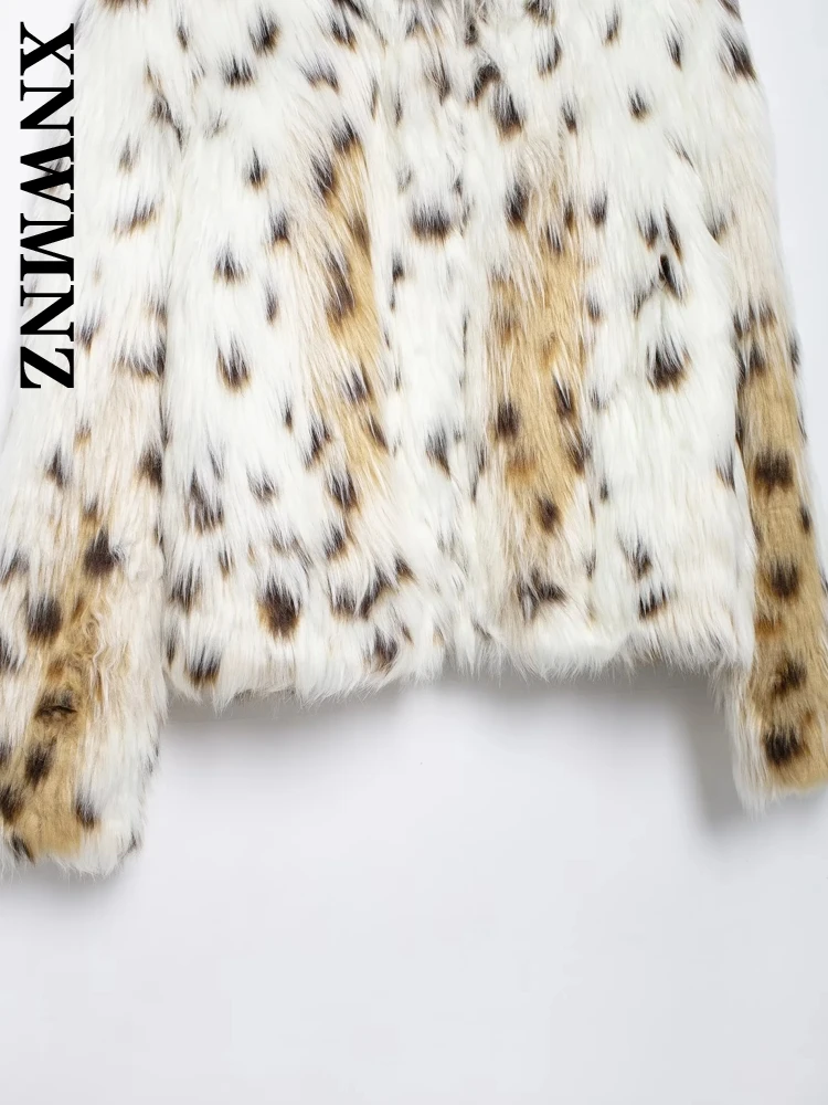 XNWMNZ 2024 New Autumn/Winter Woman\'s Casual Stand Collar Jacket Coat Female Fashion Long Sleeve LEOPARD Print Thick zipper Top