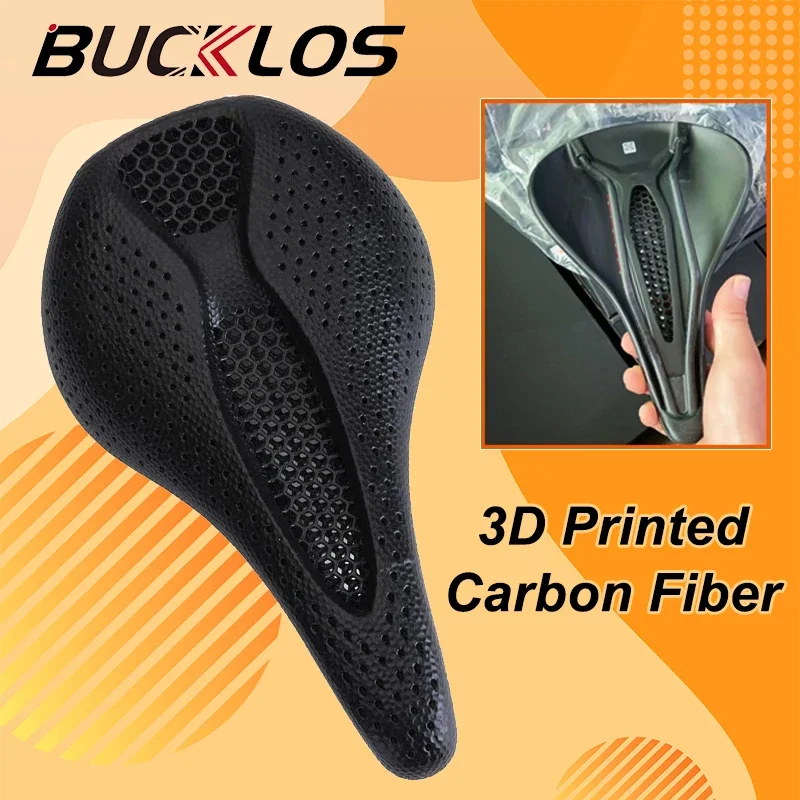 

BUCKLOS Bicycle Carbon Saddle 3D Printing Bike Seat Honeycomb Surface Cushion for Gravel Road Bike Ultralight Mtb Cycling Parts